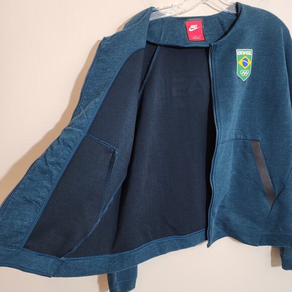 Nike Olympic sportswear teal tech fleece Brasil full zip front woman size Large - Picture 6 of 14